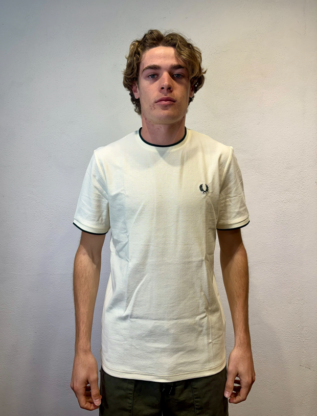 FRED PERRY - T-SHIRT CREPE M/M ECRU FRED PERRY – T-SHIRT CREPE M/M ECRU