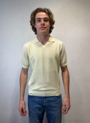 PAOLO PECORA MILANO - CAMICIA PIQUET BIANCO KANGRA – POLO SCOLLO V BURRO