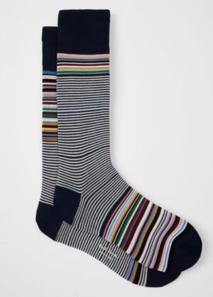 PAOLO PECORA MILANO - POLO RICAMATO BOTT NERO PAUL SMITH – CALZA STRIPES BLU