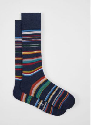 PAOLO PECORA MILANO - POLO RICAMATO BOTT NERO PAUL SMITH – CALZA STRIPES BLU