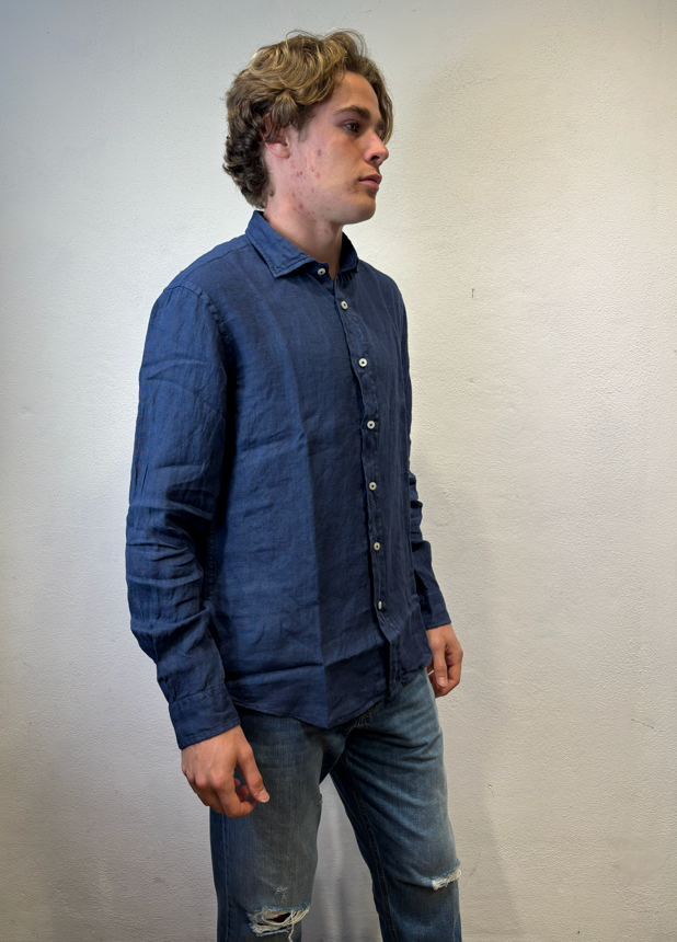 ROY ROGERS - CAMICIA LINO BLU ROY ROGERS – CAMICIA LINO BLU