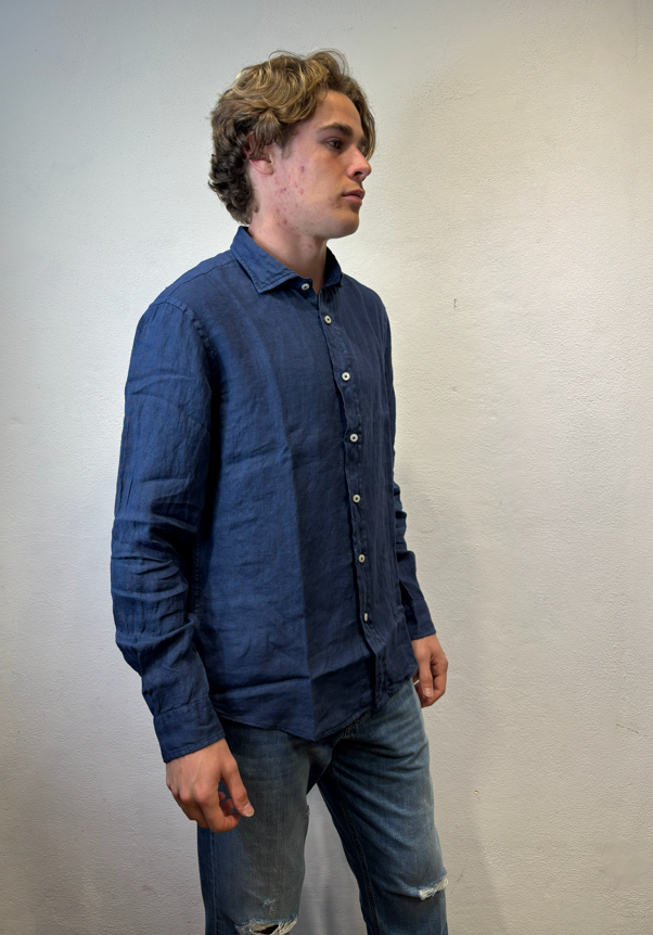 ROY ROGERS - CAMICIA LINO BLU ROY ROGERS – CAMICIA LINO BLU