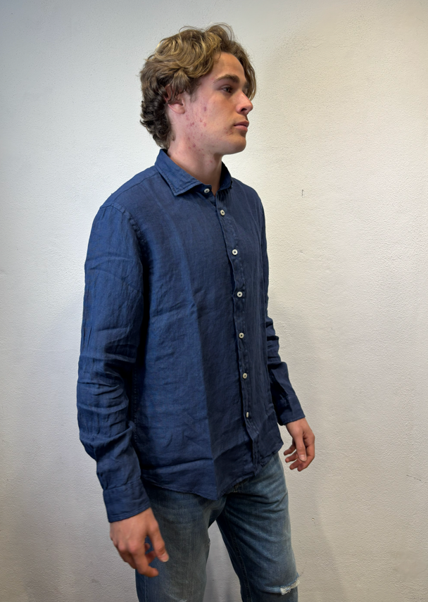 ROY ROGERS - CAMICIA LINO BLU ROY ROGERS – CAMICIA LINO BLU