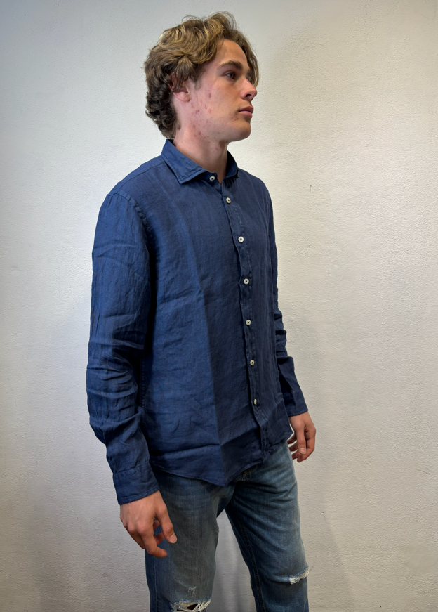 ROY ROGERS - CAMICIA LINO BLU ROY ROGERS – CAMICIA LINO BLU