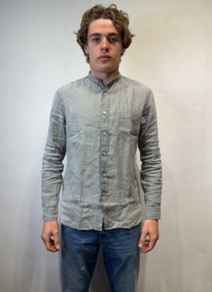 PAOLO PECORA MILANO - POLO RICAMATO BOTT NERO XACUS – CAMICIA M/L LINO GRIGIO