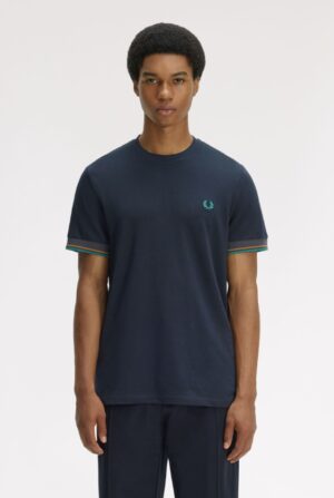 FRED PERRY – T-SHIRT PIQUET  BLU