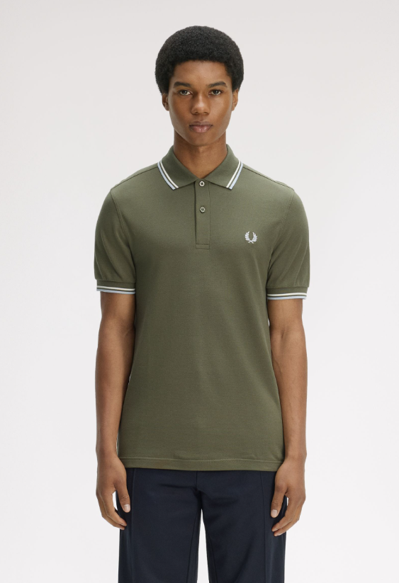 FRED PERRY - POLO M/M BORDINO VERDE FRED PERRY – POLO M/M BORDINO VERDE