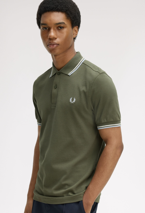 FRED PERRY - POLO M/M BORDINO VERDE FRED PERRY – POLO M/M BORDINO VERDE