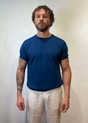AMARANTO – T-SHIRT LINO BLU