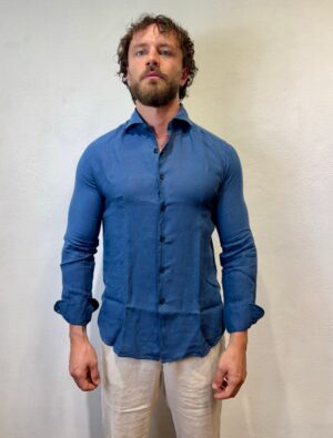 XACUS – CAMICIA LINO BLU