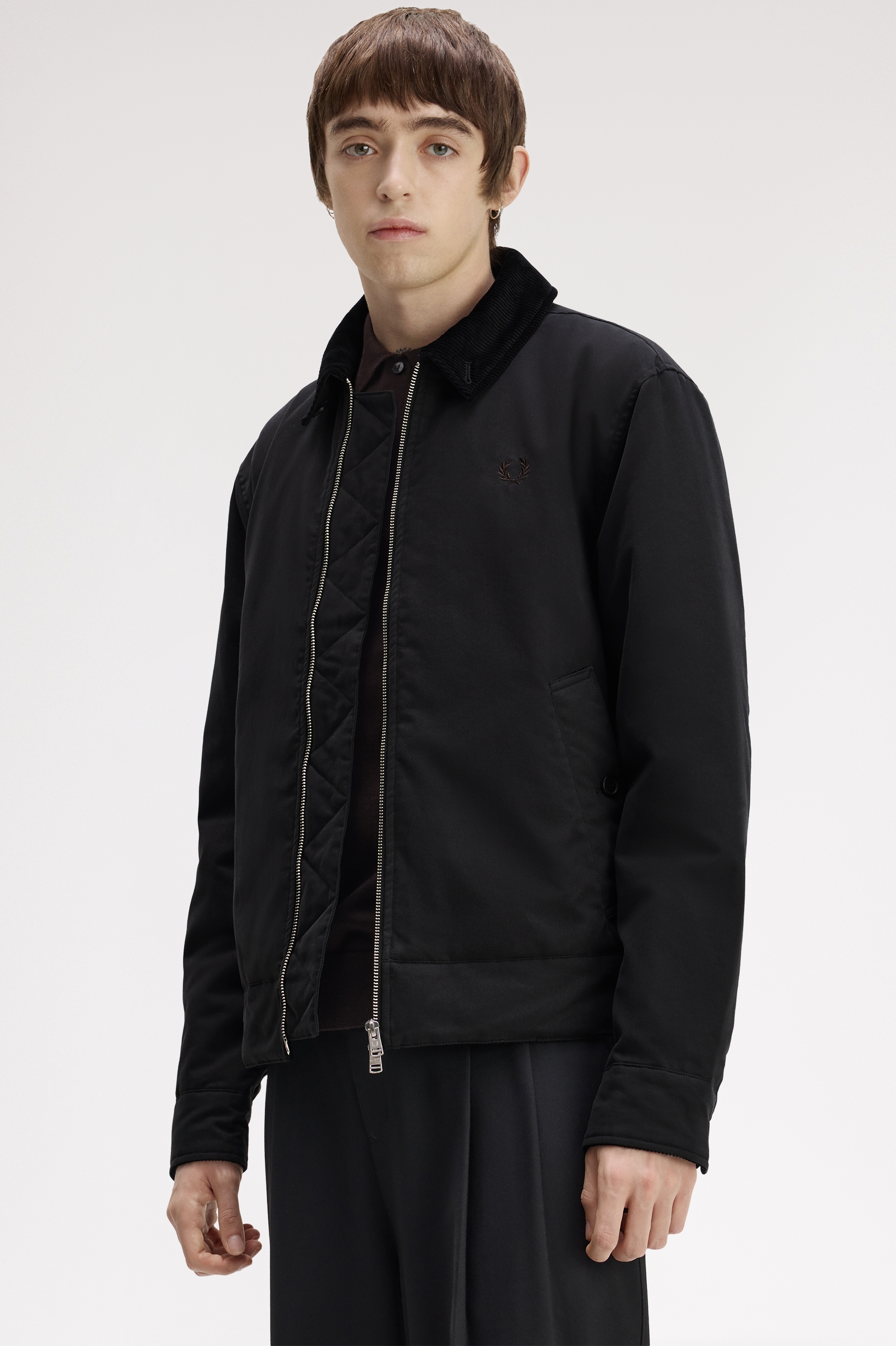 FRED PERRY - BOMBER COLLO VELLUTO NERO FRED PERRY – BOMBER COLLO VELLUTO NERO