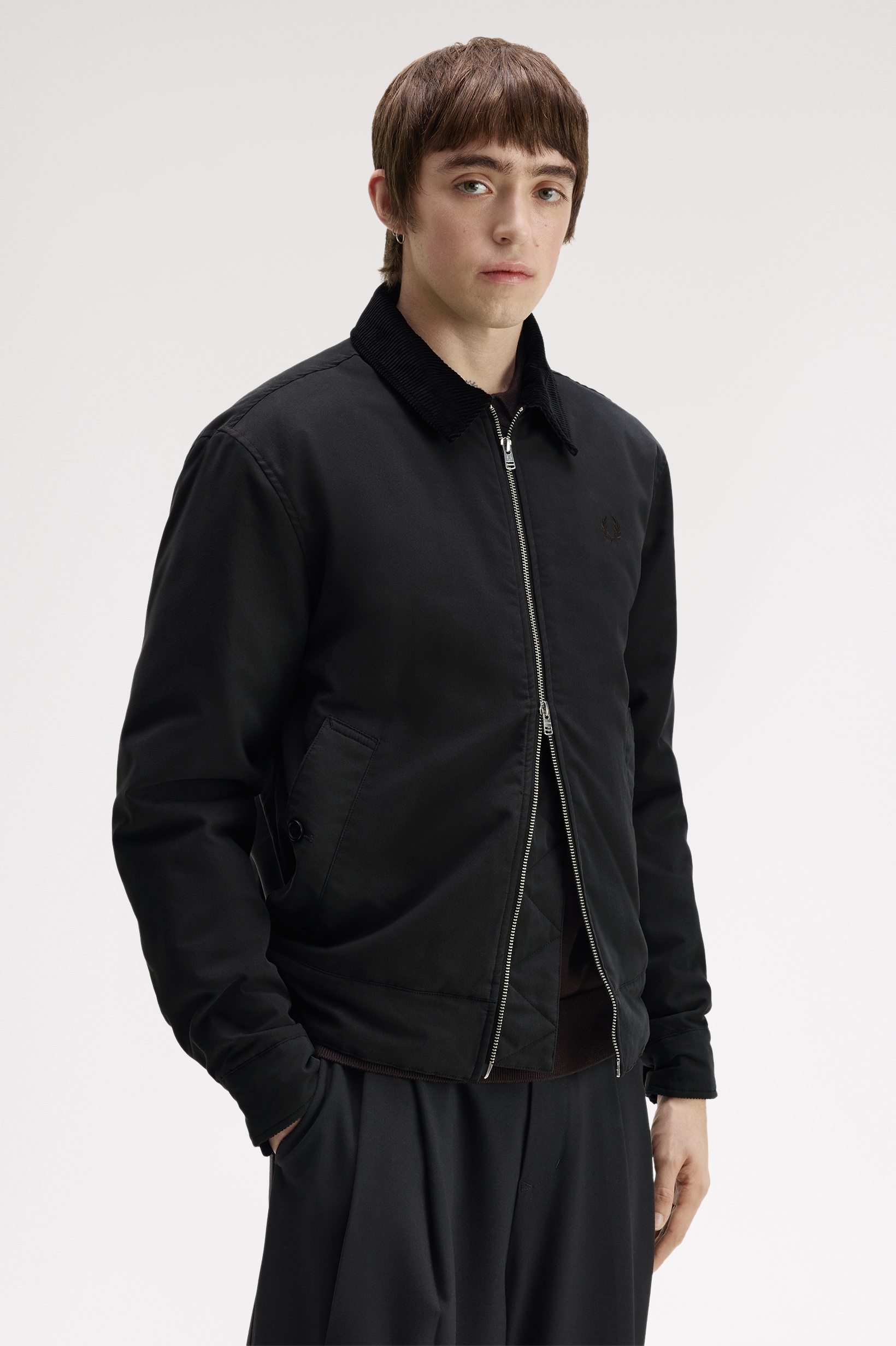 FRED PERRY - BOMBER COLLO VELLUTO NERO FRED PERRY – BOMBER COLLO VELLUTO NERO