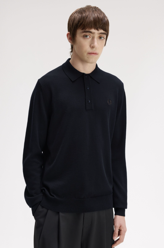 FRED PERRY - POLO LAMBSWOOL BLU FRED PERRY – POLO LAMBSWOOL BLU