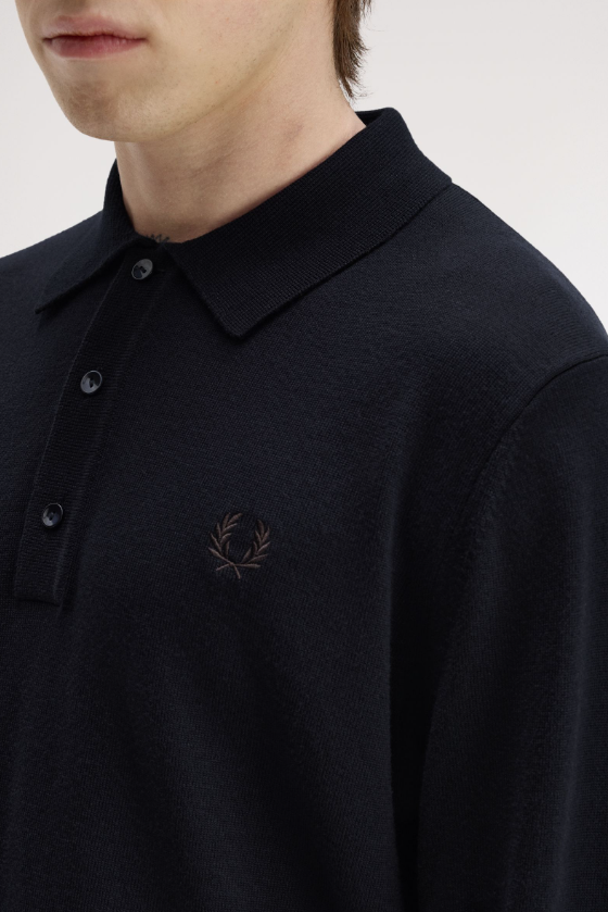 FRED PERRY - POLO LAMBSWOOL BLU FRED PERRY – POLO LAMBSWOOL BLU
