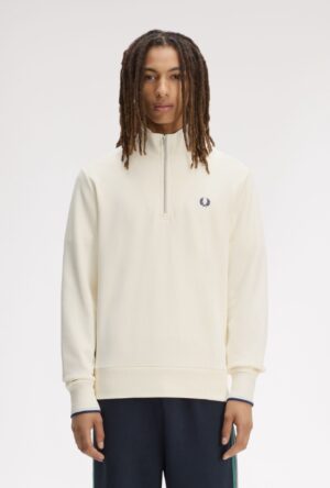 FRED PERRY – FELPA MEZZA ZIP PANNA