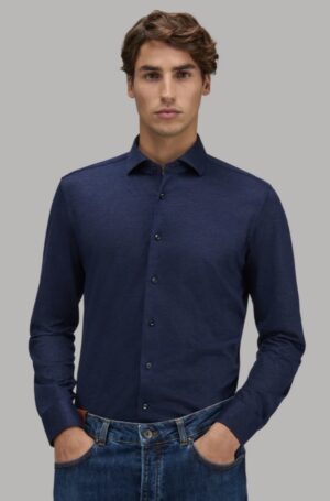 DIKTAT - GICOLLLO CREPE ML BLU XACUS – CAMICIA JERSEY BLU