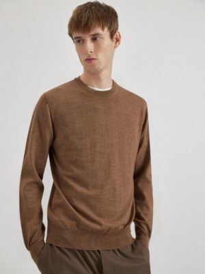 QB24 - PANTALONE LINO SEUL NOCCIOLA ALPHA STUDIO – GIROCOLLO MERINOS CAMOSCIO