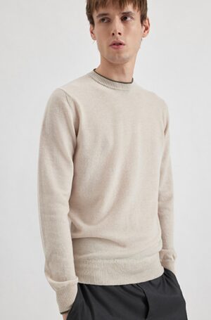 AMARANTO - CARDIGAN INDIANO SABBIA ALPHA STUDIO – GIROCOLLO LAMBSWOOL BURRO