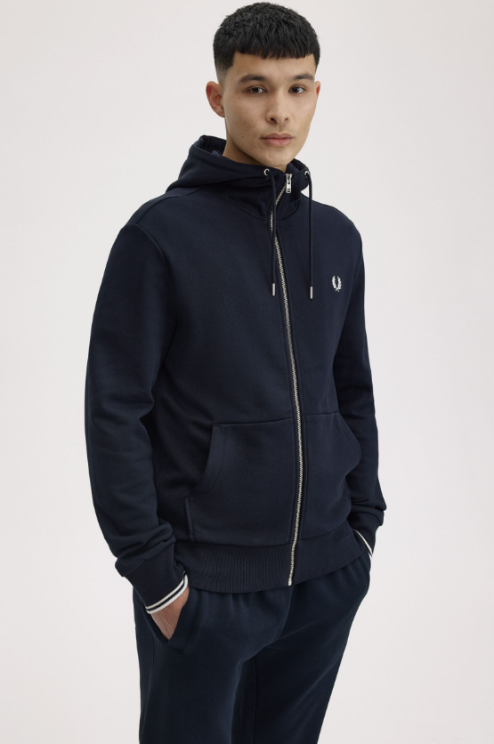 FRED PERRY - FULL ZIP CAPPUCCIO BLU FRED PERRY – FULL ZIP CAPPUCCIO BLU