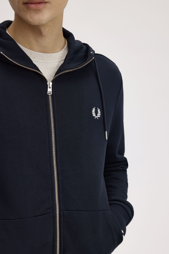 FRED PERRY - FULL ZIP CAPPUCCIO BLU FRED PERRY – FULL ZIP CAPPUCCIO BLU