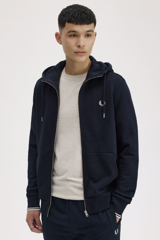 FRED PERRY - FULL ZIP CAPPUCCIO BLU FRED PERRY – FULL ZIP CAPPUCCIO BLU