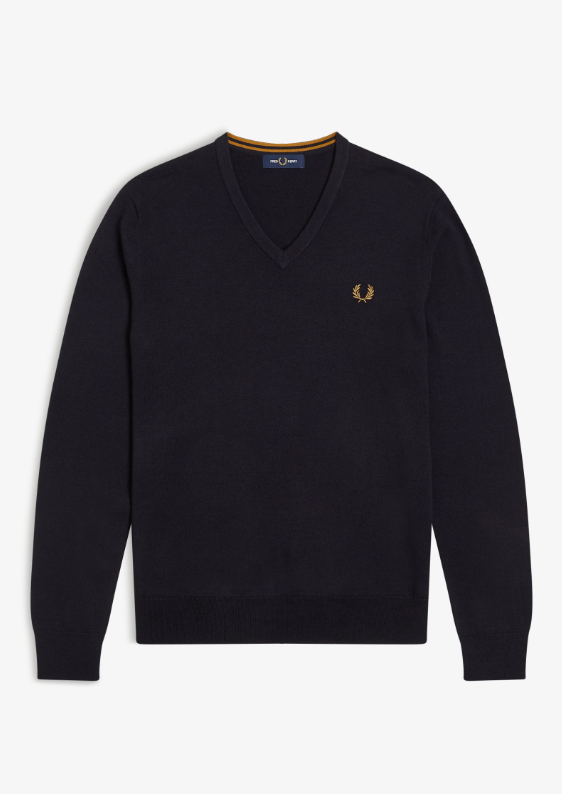 FRED PERRY - SCOLLO V MERINOS BLU FRED PERRY – SCOLLO V MERINOS BLU