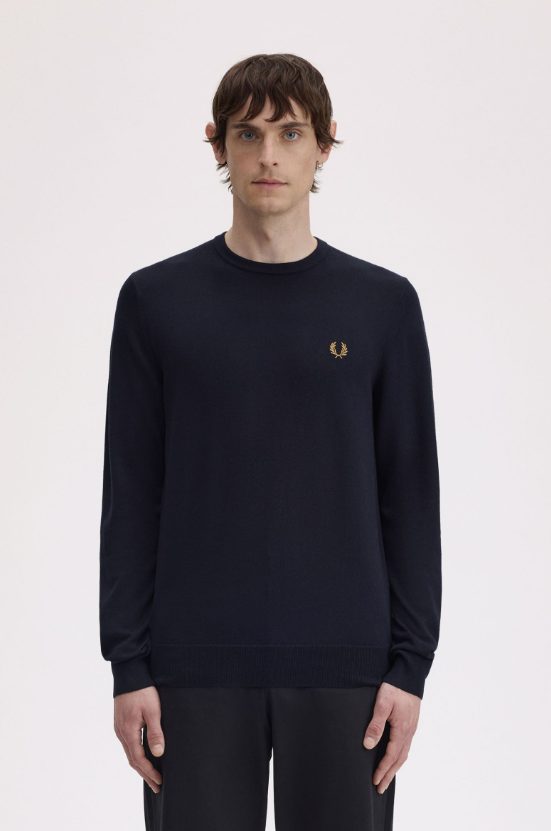 FRED PERRY - GIROCOLLO MERINOS BLU FRED PERRY – GIROCOLLO MERINOS BLU