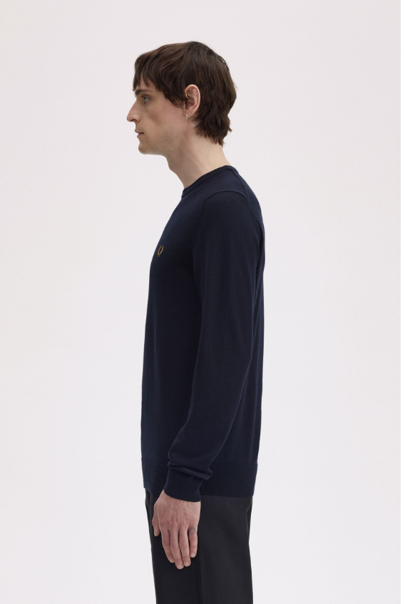 FRED PERRY - GIROCOLLO MERINOS BLU FRED PERRY – GIROCOLLO MERINOS BLU