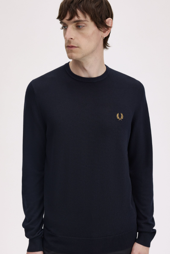 FRED PERRY - GIROCOLLO MERINOS BLU FRED PERRY – GIROCOLLO MERINOS BLU
