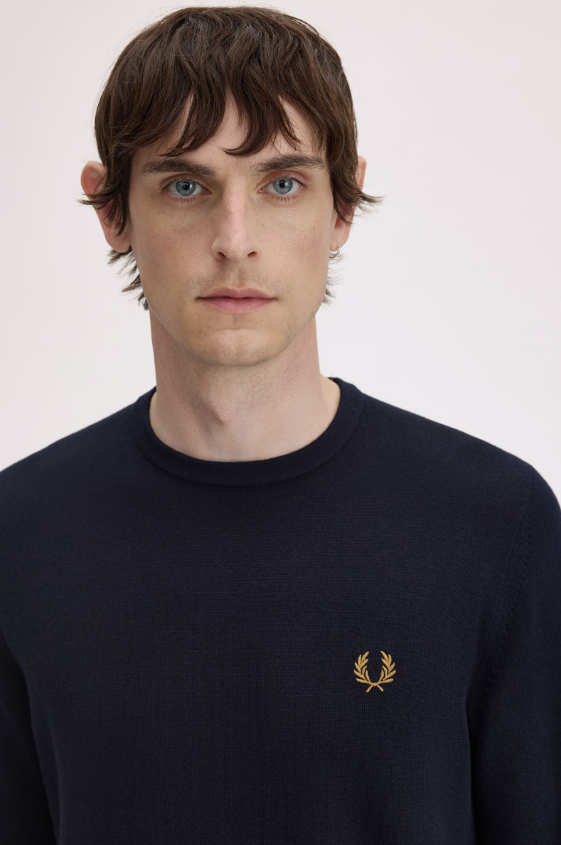 FRED PERRY - GIROCOLLO MERINOS BLU FRED PERRY – GIROCOLLO MERINOS BLU
