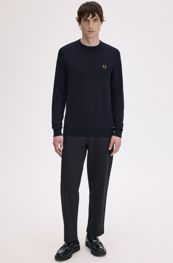FRED PERRY - GIROCOLLO MERINOS BLU FRED PERRY – GIROCOLLO MERINOS BLU