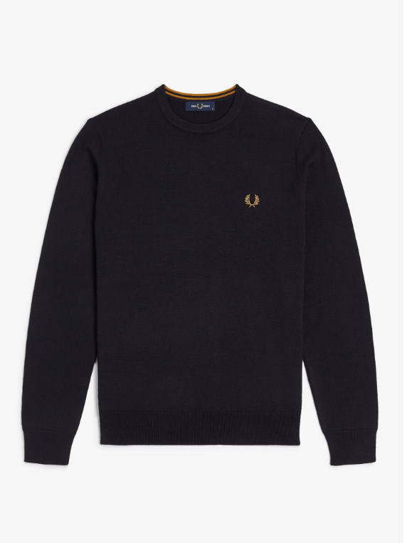 FRED PERRY - GIROCOLLO MERINOS BLU FRED PERRY – GIROCOLLO MERINOS BLU