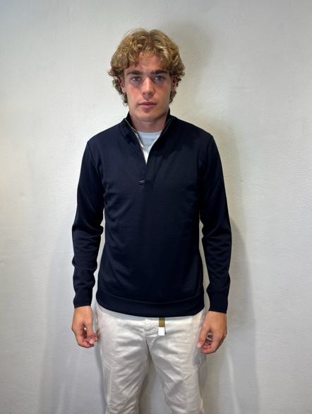 PAOLO PECORA MILANO - MEZZA ZIP MERINOS BLU PAOLO PECORA MILANO – MEZZA ZIP MERINOS BLU