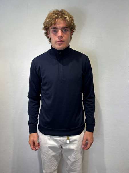 PAOLO PECORA MILANO - MEZZA ZIP MERINOS BLU PAOLO PECORA MILANO – MEZZA ZIP MERINOS BLU