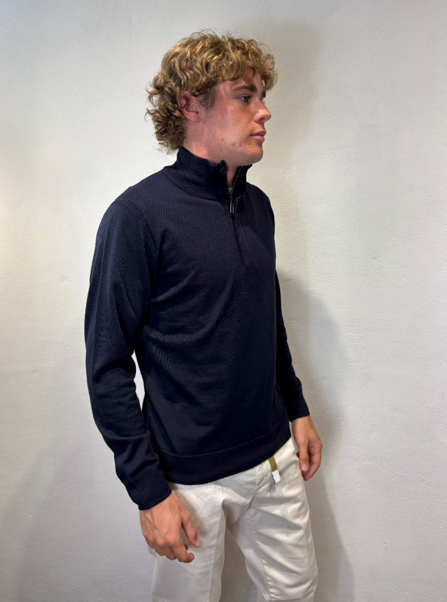 PAOLO PECORA MILANO - MEZZA ZIP MERINOS BLU PAOLO PECORA MILANO – MEZZA ZIP MERINOS BLU