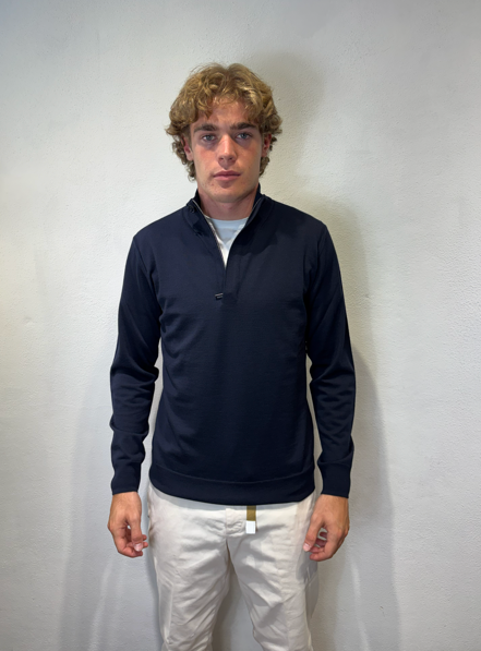 PAOLO PECORA MILANO - MEZZA ZIP MERINOS BLU PAOLO PECORA MILANO – MEZZA ZIP MERINOS BLU