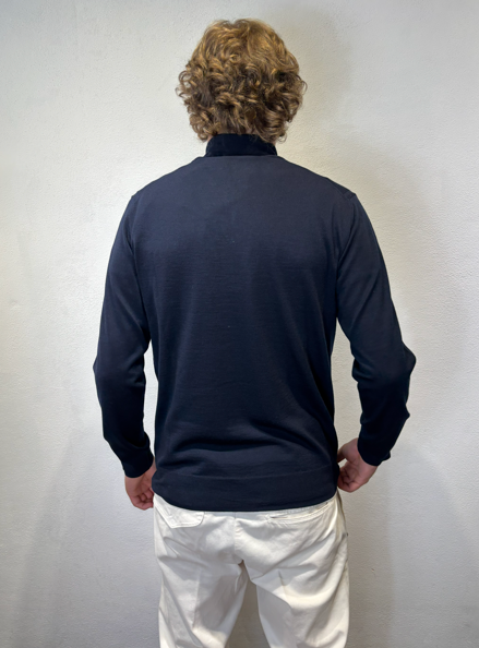 PAOLO PECORA MILANO - MEZZA ZIP MERINOS BLU PAOLO PECORA MILANO – MEZZA ZIP MERINOS BLU