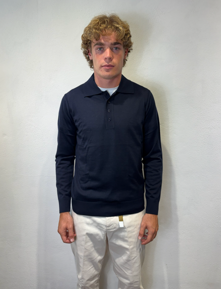 PAOLO PECORA MILANO - POLO MERINOS BLU PAOLO PECORA MILANO – POLO MERINOS BLU