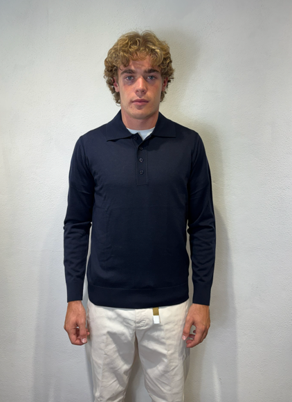 PAOLO PECORA MILANO - POLO MERINOS BLU PAOLO PECORA MILANO – POLO MERINOS BLU