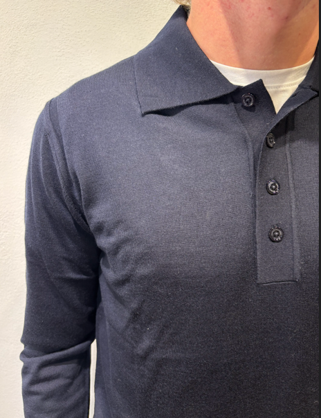PAOLO PECORA MILANO - POLO MERINOS BLU PAOLO PECORA MILANO – POLO MERINOS BLU
