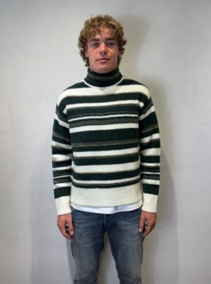 PAOLO PECORA MILANO – COLLO ALTO RIGHE VERDE BIANCO