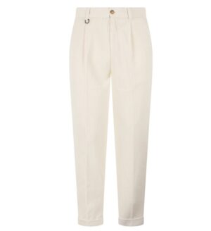 QB24 - PANTALONE LINO SEUL NOCCIOLA PAOLO PECORA MILANO – PANTALONE VELLUTO PANNA